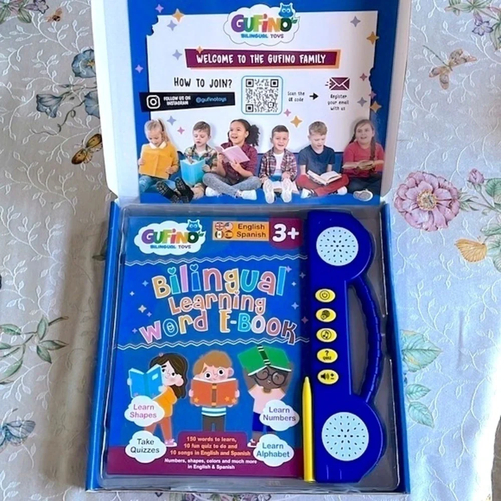 Brand New Bilingual Interactive Learning Word E-Book & Flashcards Toy Spanish